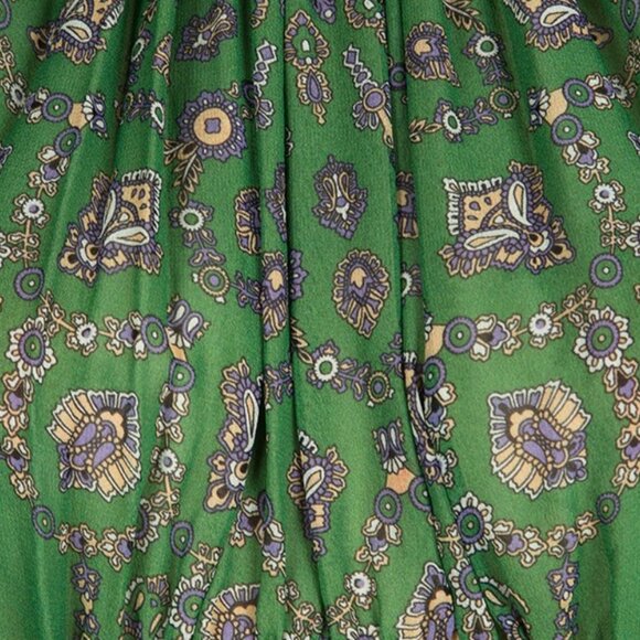 Derek Lam Silk Green Scarf V Neck Midi Length Dress XS $976 - Picture 3 of 4